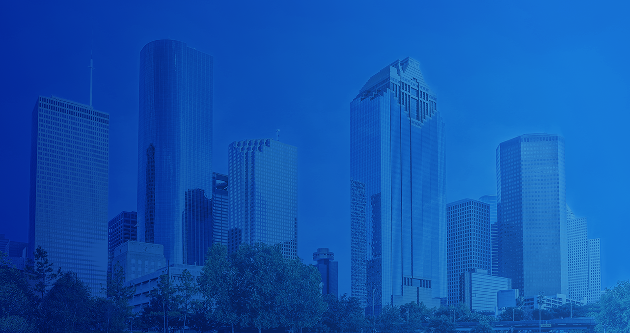 Blue Houston skyline banner for HCC Foundation events.