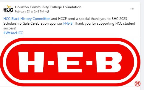 BHC Sample Sponsor Thank You